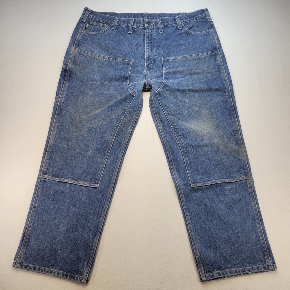 Carhartt FR Jeans Mens 46x32 Blue Relaxed Fit Flame Resistant Double Knee CAT 2